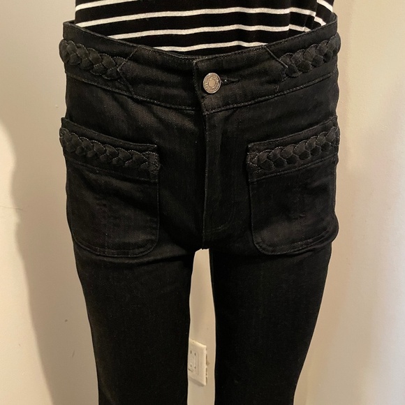 7 For All Mankind Denim - Seven for all mankind jeans flare braided detail black size 26